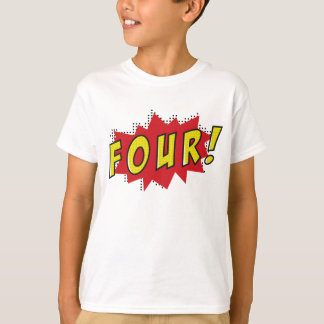 Camiseta Superhéroe de cuatro años, fiestas de cumpleaños