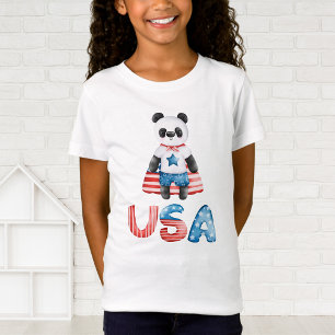 Camiseta Superhéroe de Cute Patriótico Panda