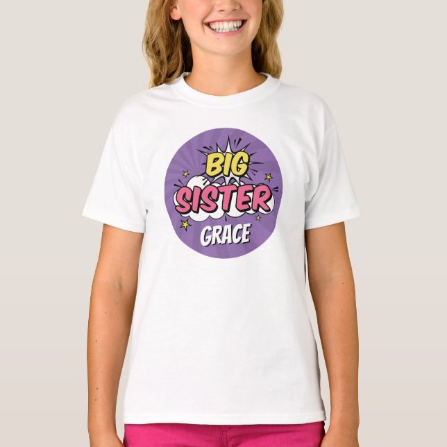 Camiseta Superhéroe de historietas Baby Shower Gran Hermana (Anverso)