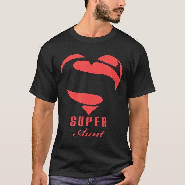 Camiseta Superhéroe de la tía T Shirt Regalo Madre Padre Da (Anverso)