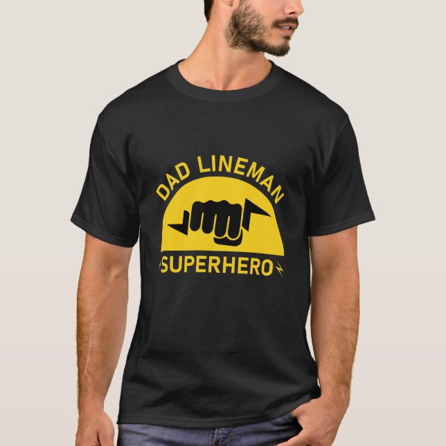 Camiseta Superhéroe de papá lineman - electricista de linem (Anverso)