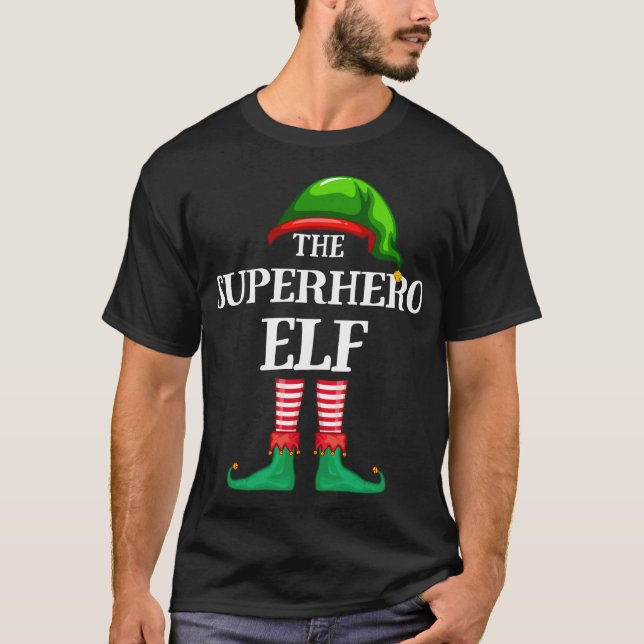 Camiseta Superhéroe Elf Navidades familiares coincidentes P (Anverso)