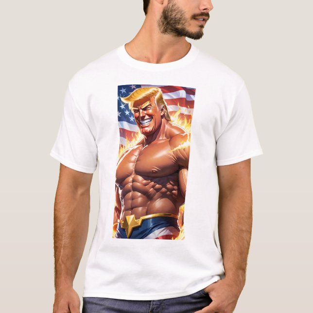 Camiseta Superhéroe estadounidense Trump MAGA 2024 (Anverso)