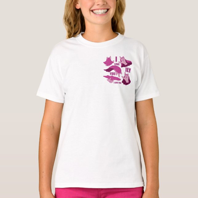 Camiseta Superhéroe ILY - Diseño ASL (Anverso)