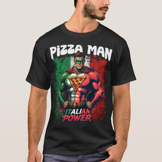 Camiseta Superhéroe italiano de Pizza Man (Anverso)