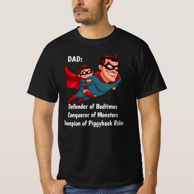 Camiseta Superhéroe papá personalizado negro (Anverso)