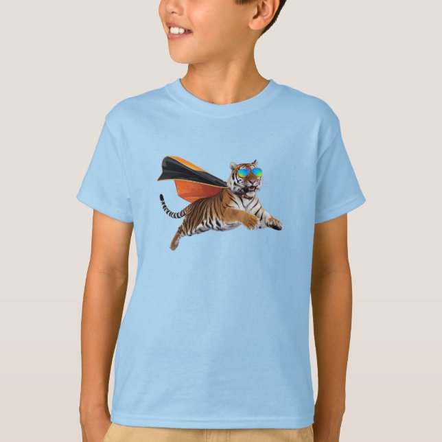 Camiseta Superhéroe Tigre Divertido (Anverso)