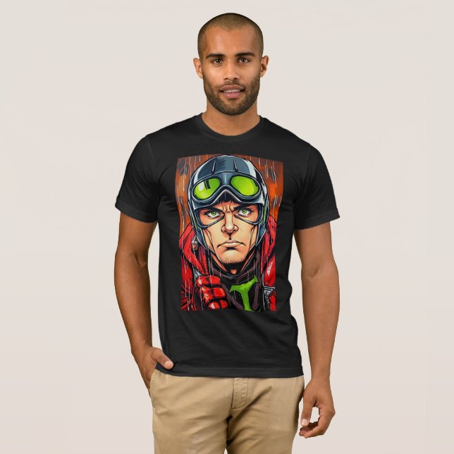 Camiseta Superhéroe urbano: Manga retro (Anverso completo)