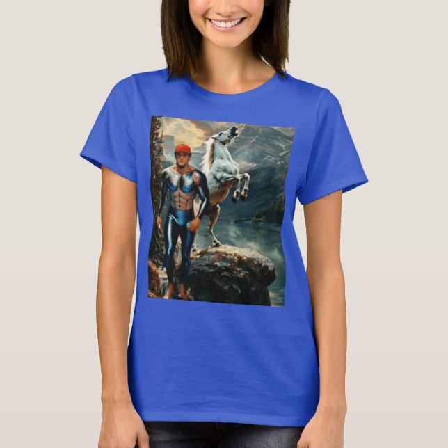 Camiseta Superhéroe y caballo blanco (Anverso)