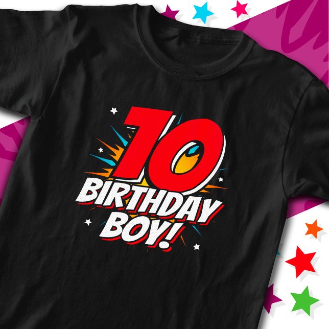 Camiseta Superheroína de 10 años niño de cumpleaños décimo (Subido por el creador)