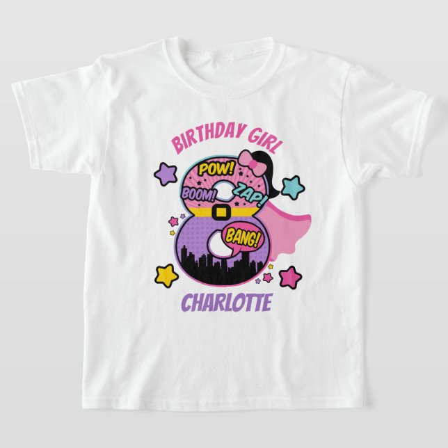 Camiseta Superheroína Ocho Chica de cumpleaños 8 Super Chic (Distribución)