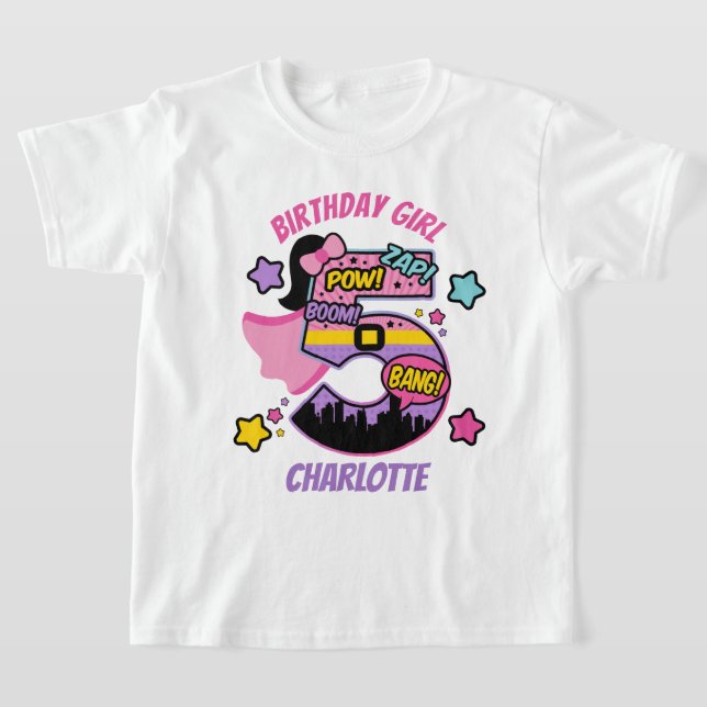 Camiseta Superheroína Quinto Chica de cumpleaños 5 Super Ch (Distribución)
