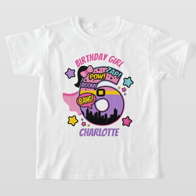 Camiseta Superheroína Sexto Chica de cumpleaños Súper Chica (Distribución)