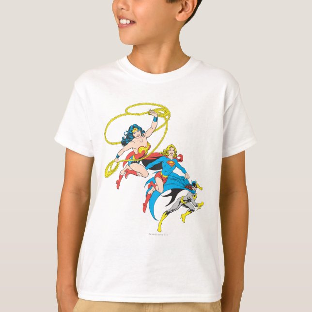 Camiseta Superheroínas saltan (Anverso)