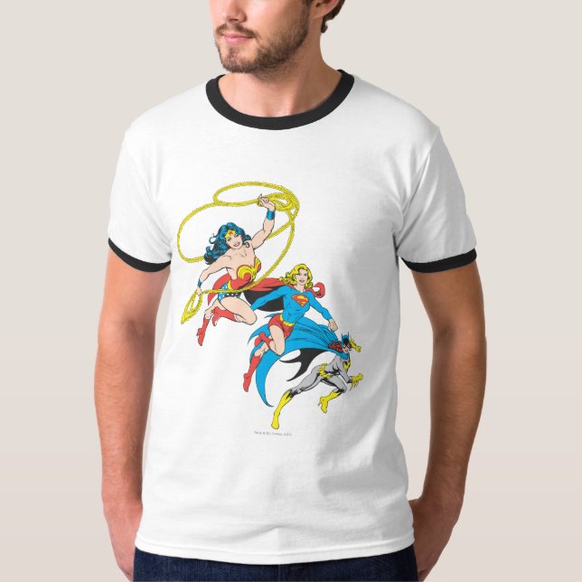 Camiseta Superheroínas saltan (Anverso)