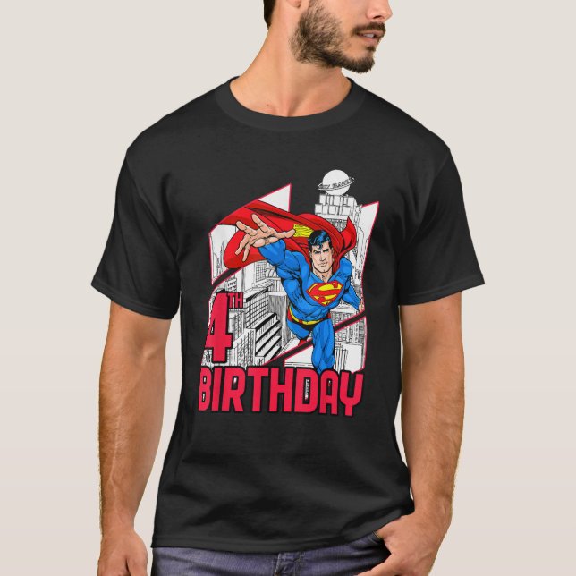 Camiseta Superhombre de historietas de DC Super 4º cumpleañ (Anverso)