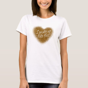 Camiseta superior de corazón con purpurina dorada