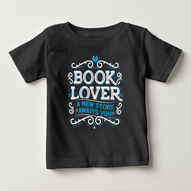 Camiseta superior del bebé Lover del libro / negro (Anverso)