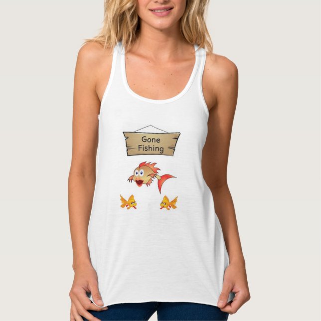 camiseta superior del tanque de pesca de mujeres (Anverso)