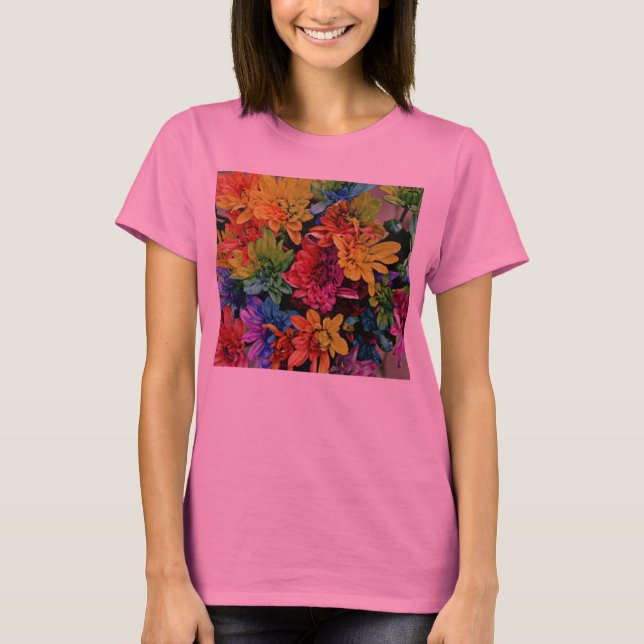 Camiseta Superior multicolor (rosa) con flores (Anverso)