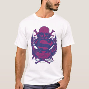 Camiseta Supermán estilizado  Logotipo de cráneo morado y