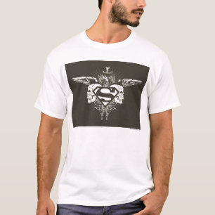 Camiseta Supermán estilizado Logotipo de cráneos oscuros