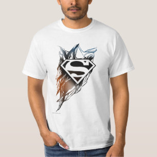Camiseta Supermán estilizado  Logotipo de Naranja azul