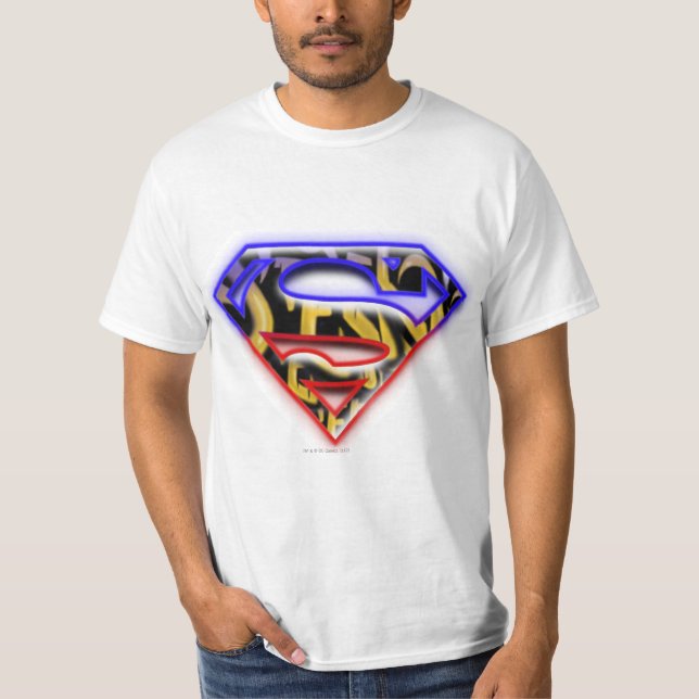 Camiseta Superman S-Shield | Logo de Graffiti morado-rojo (Anverso)