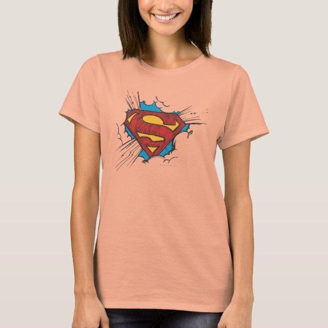Camiseta Superman S-Shield | Logo Dentro de las nubes (Anverso)