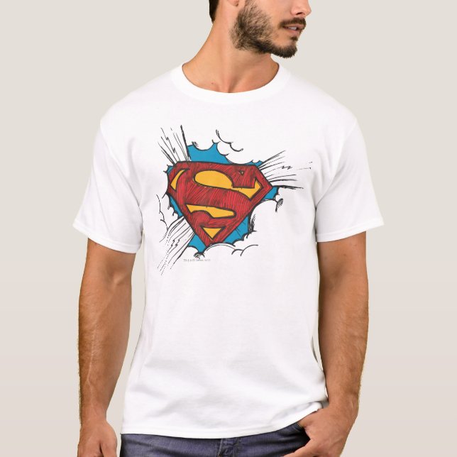 Camiseta Superman S-Shield | Logo Dentro de las nubes (Anverso)
