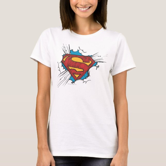 Camiseta Superman S-Shield | Logo Dentro de las nubes (Anverso)