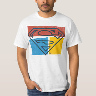 Camiseta Superman S-Shield   Logotipo del bloque rojo azul