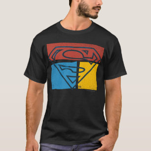 Camiseta Superman S-Shield   Logotipo del bloque rojo azul 