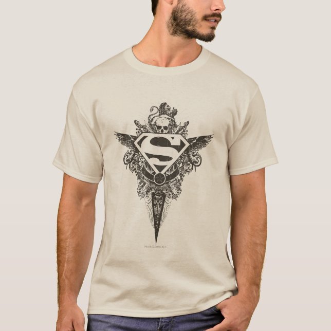 Camiseta Superman Stylized | Logo de Star and Skull White (Anverso)