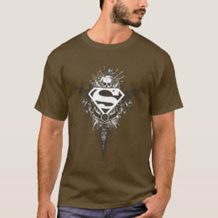 Camiseta Superman Stylized   Logo de Star and Skull White