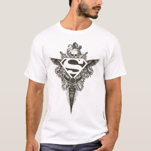 Camiseta Superman Stylized   Logo de Star and Skull White