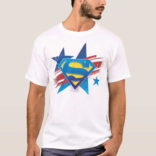 Camiseta Superman Stylized | Logotipo de estrellas y tiras (Anverso)