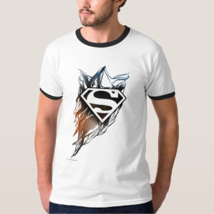 Camiseta Superman Stylized Logotipo de Naranja azul