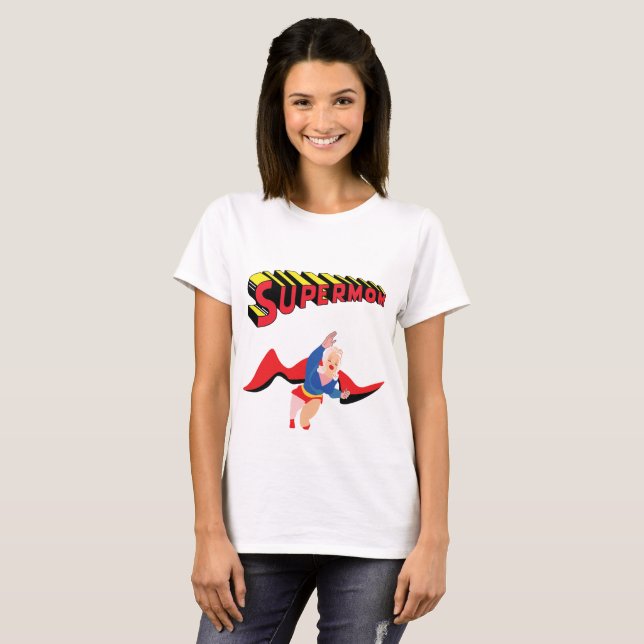 Camiseta SUPERMOM gracioso lindo cómic vintage (Anverso completo)