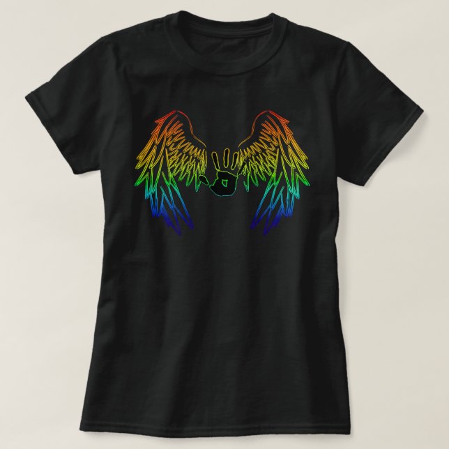 Camiseta Supernatural Rainbow Angel Wings With Handprint Cl (Diseño del anverso)