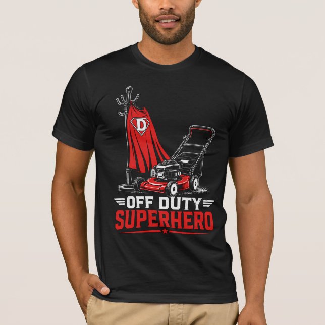 Camiseta Superpapá Superhéroe Fuera de Servicio Cortacésped (Anverso)