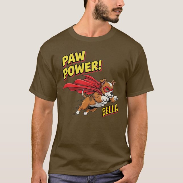 Camiseta Superperro con poder de la pezuña de personalizabl (Anverso)