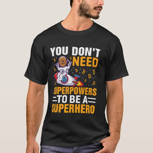 Camiseta Superpoder Héroe Minando Bitcoin Nakamoto HODL Fia (Anverso)