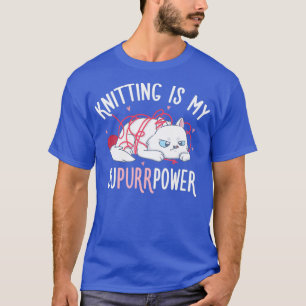 Camiseta Superpotencia de punto lindo gato crocheting yarn 