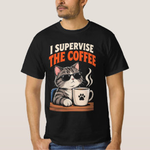 Camiseta Superviso el café, divertido amante de los gatos g