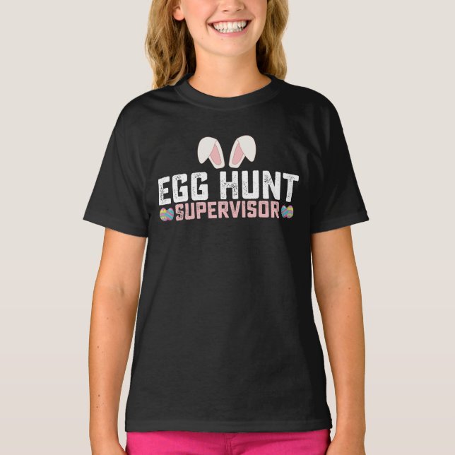 Camiseta Supervisor de búsqueda de huevos divertido conejo  (Anverso)