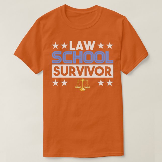 Camiseta SUPERVIVENCIA EN LA ESCUELA LEGAL Regalos Abogados (Diseño del anverso)