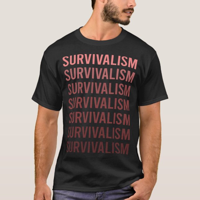 Camiseta Supervivencia Previo del texto rojo (Anverso)