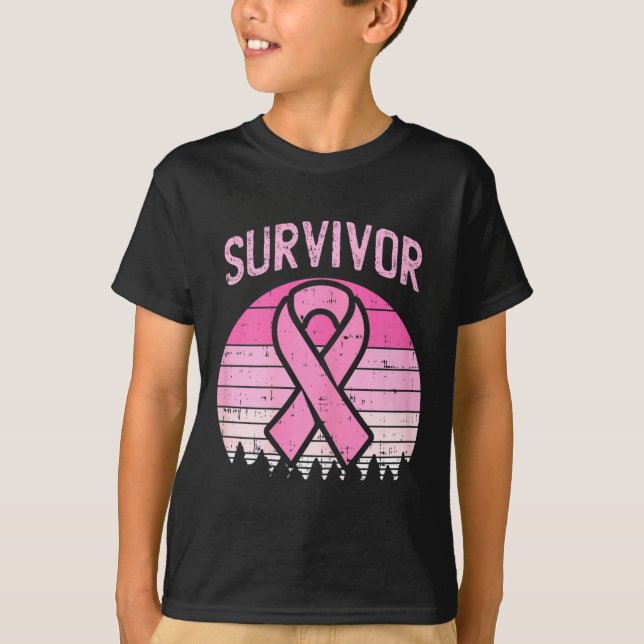 Camiseta Superviviente Cáncer de Mama Retro Conciencia de C (Anverso)