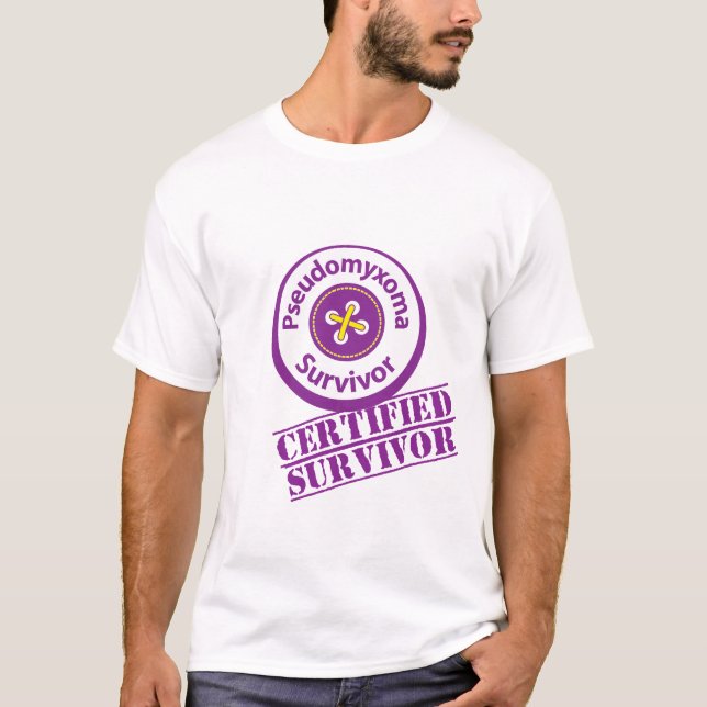 Camiseta Superviviente certificado de Pseudomyxoma (Anverso)